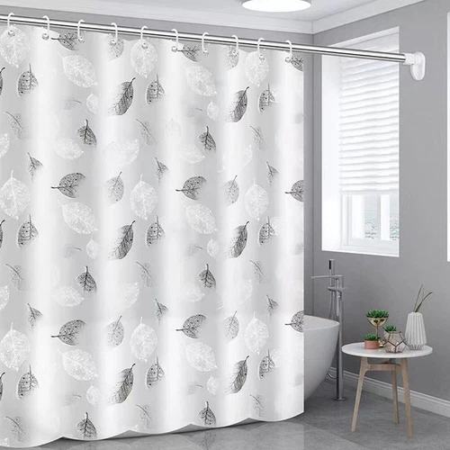 Sophisticated Opaque LEAF PRINTED shower curtain made of peva material - Picture 2 of 14