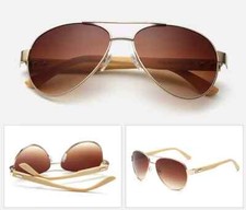 Brown Aviator Sunglasses with UV400 lenses and the bamboo wood sunglasses frame