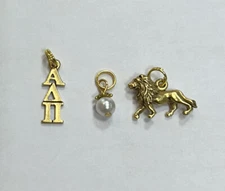 Alpha Delta Pi Gold Trio CharmSet-SororityGreek,lion,pearl,lavaliereFREESHIPPING