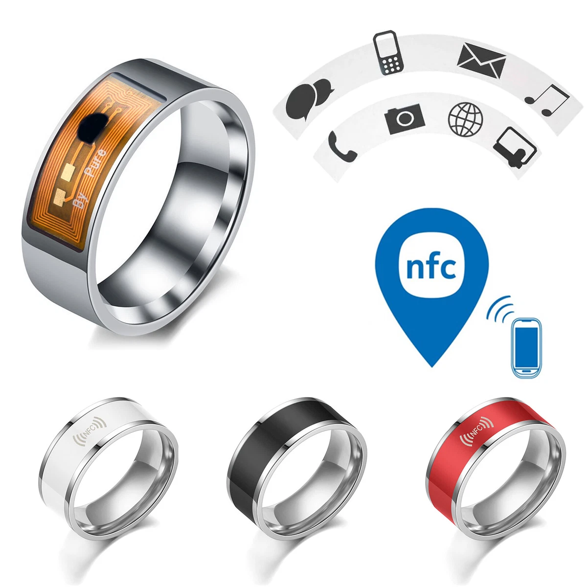 Stainless Steel Smart NFC Ring Men Women Personality Rings Fashion Jewelry  Key