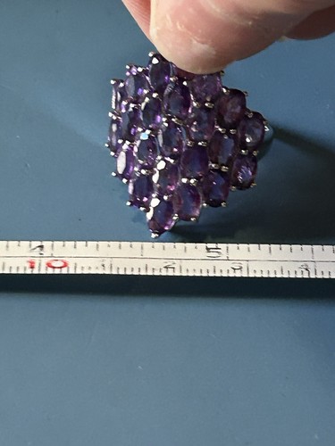 STERLING SILVER Large Diamond Shape Amethyst Ring 7.3 Gr SZ 8.5 BEAUTIFUL! - Picture 8 of 9