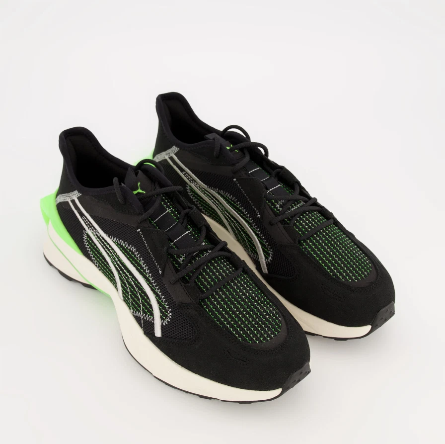 Sneakers PUMA uomo nere e verdi Pwrframe OP1 in maglia 100% autentiche
