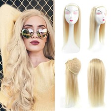 U Part Shape Half Wig with Clips 100 Real Remy Human Hair Straight 15-30" Thick