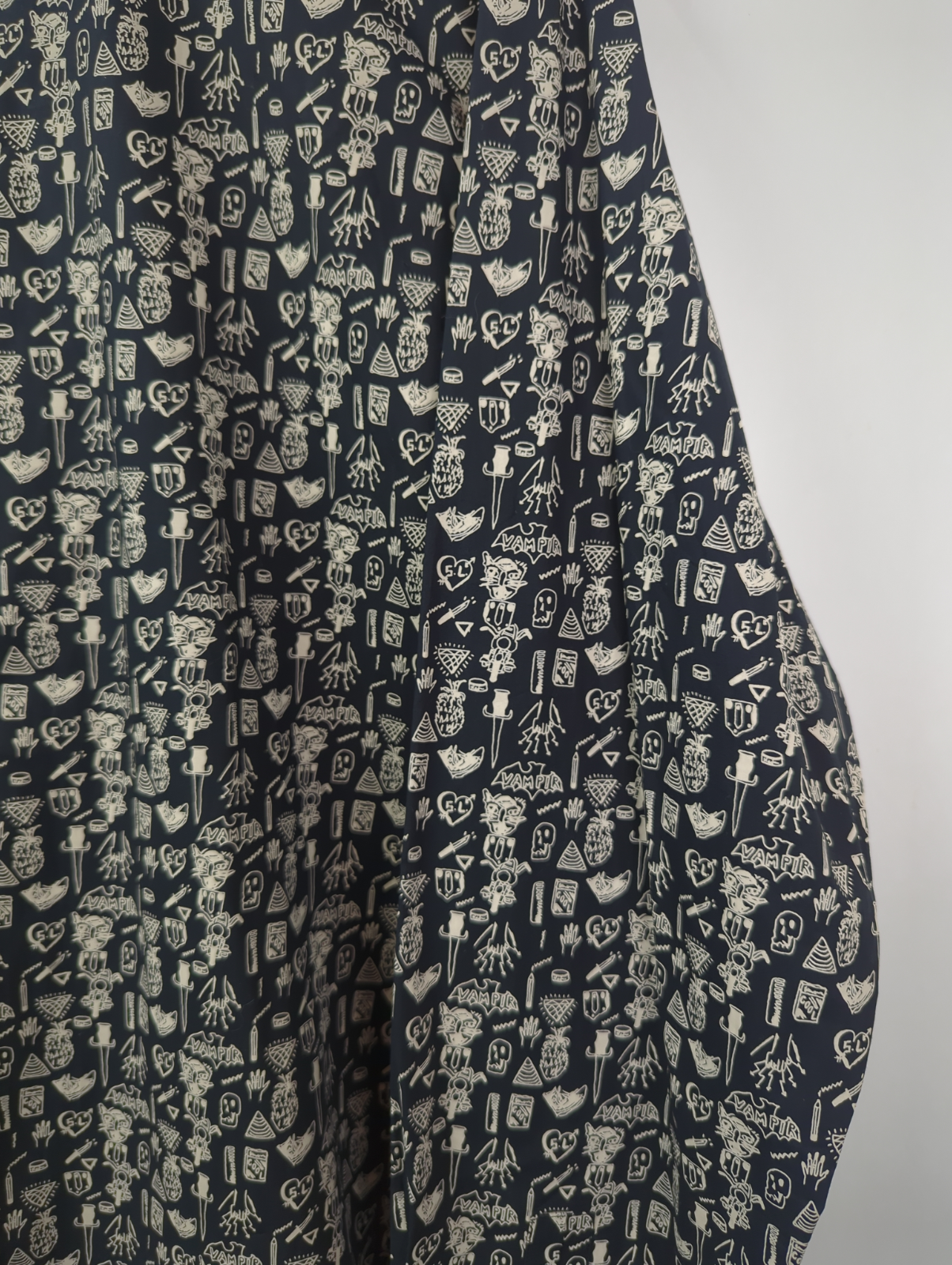 Camicia doodles nera nuova con etichette FW14 SAINT LAURENT PARIS x HEDI SLIMANE taglia 17 x 43 L