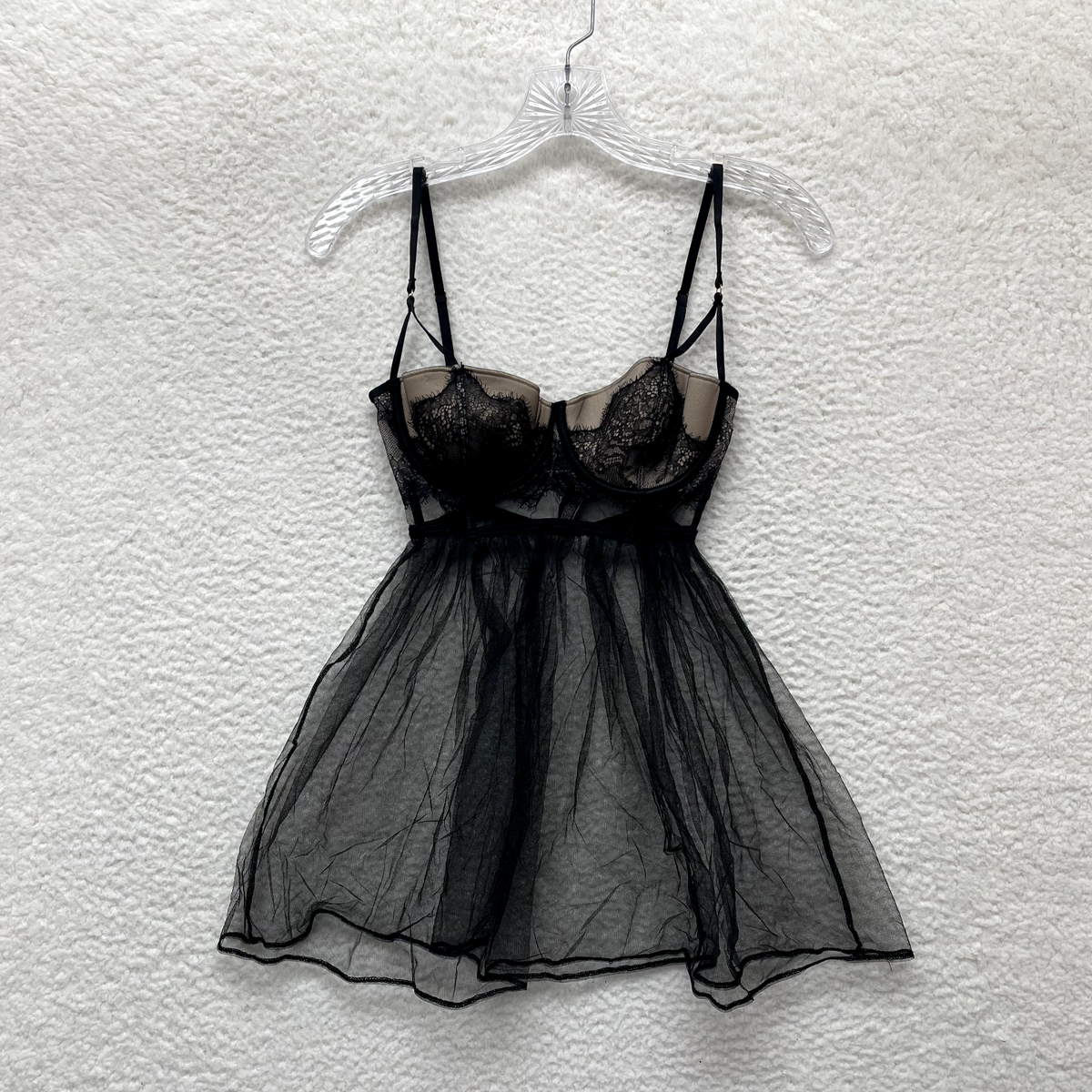 victoria secret black lingerie dress Victoria's Babydoll Slip 34C Small Sheer Mesh Underwire Princess Sofia Costume Ideas Hits at above the Color:Royal Red autotag_on_sale_70%_off_or_less