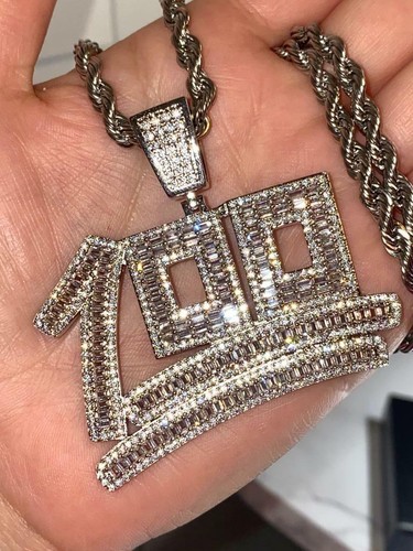 Men's Iced Baguette 100 Sign Emoji 