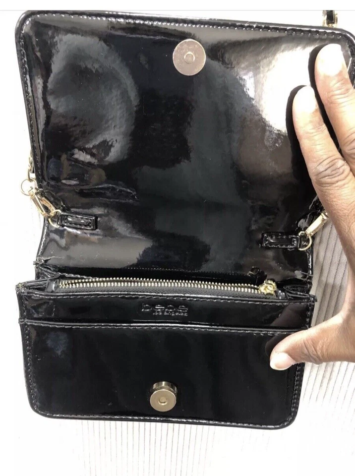 Bolso sin asas bandolera Bebe correa de cadena charol negro Foto 4 de 4