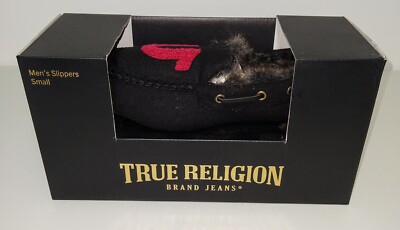 True Religion House Slippers Faux-Fur Lined Moccasins Black  display picture 1