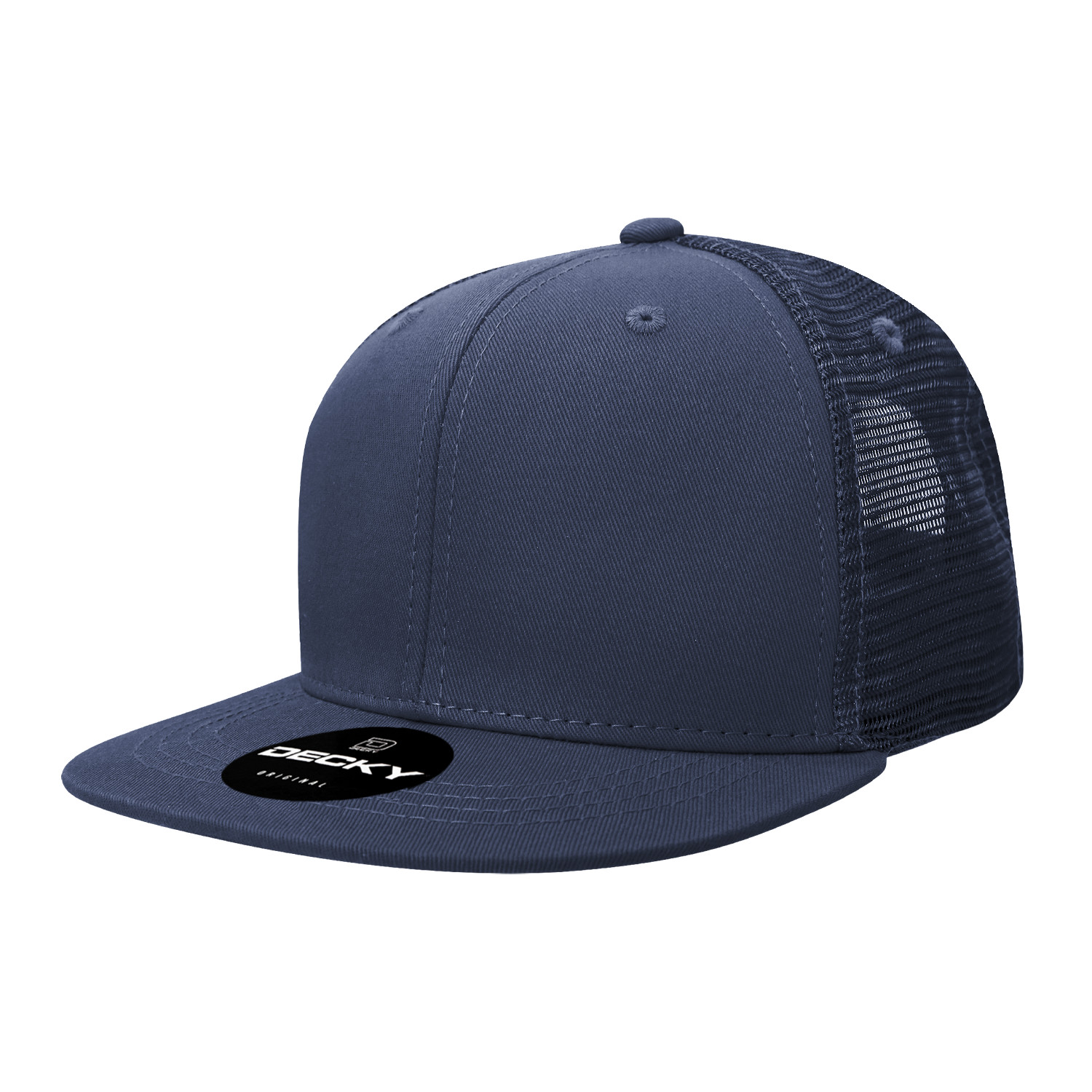 Decky 6 Panel High Profile Structured Cotton Blend Trucker -
