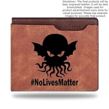 Custom CTHULHU NOLIVESMATTER Leather Bi Fold Wallet - Laser Engraved Wallet