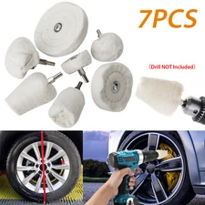 7/5X Car Polisher Polishing Buffing Pads Mop Wheel Drill Kit Aluminum Stainless