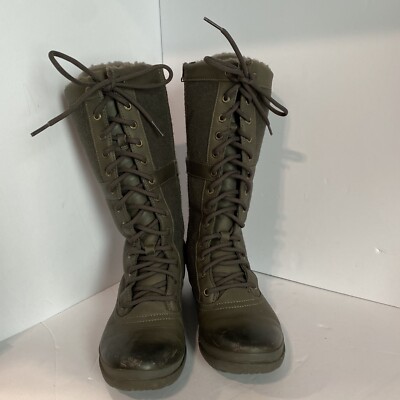 UGG Australia Women’s Elvia Leather Wool Mid-Calf Waterproof Boots Size 