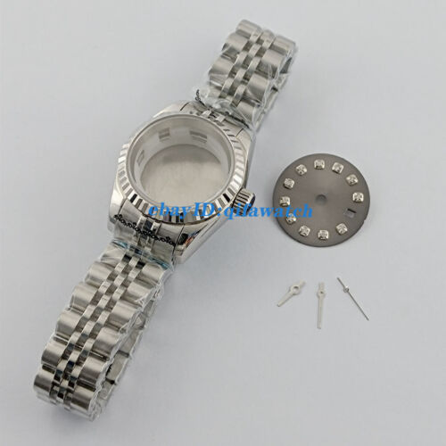 26mm silver woman watch dial hands case sapphire glass fit NH05 NH06 movement - Picture 7 of 14