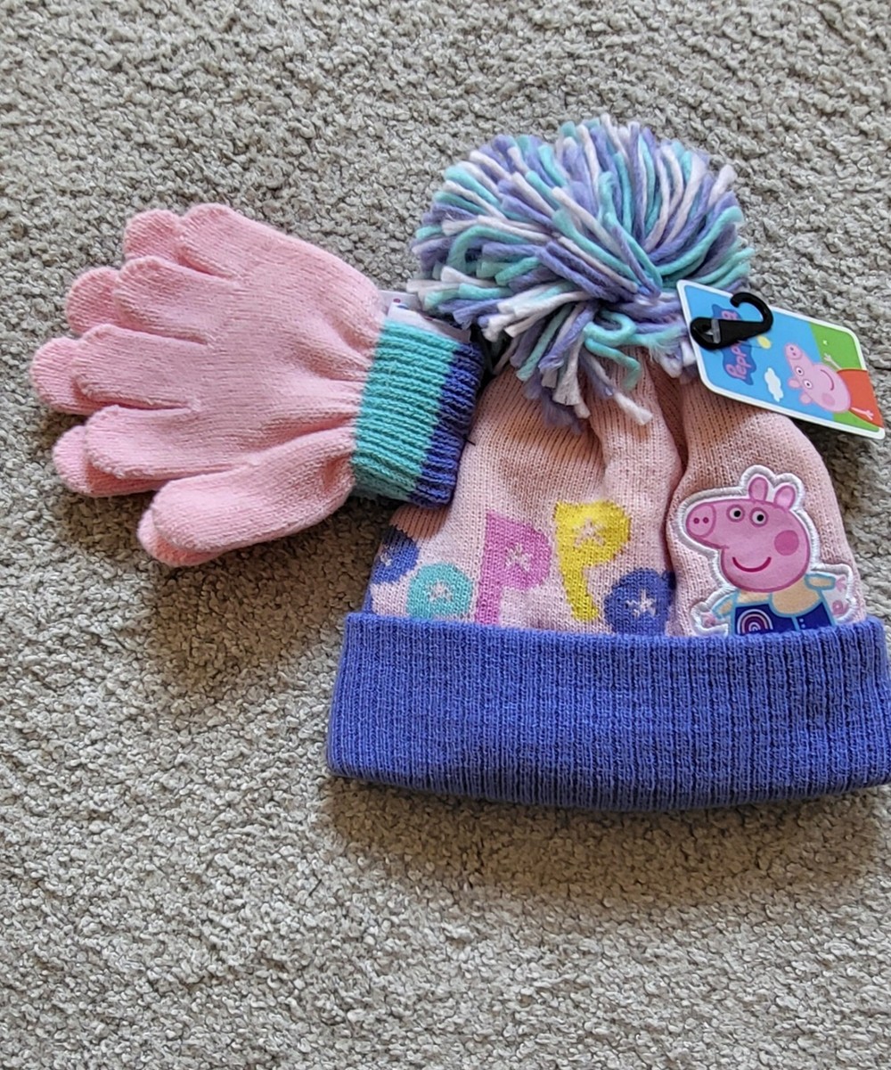 Girls Peppa Pig Hat Gloves Set Child