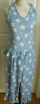 NWOT SOFT COMFY BLUE w/WHITE FLOWERS PJ COUTURE SLEEVELESS CAPRI PAJAMA SET SM 