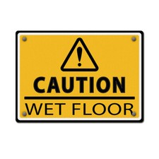 Horizontal Metal Sign Caution Wet Floor A Weatherproof Street Signage
