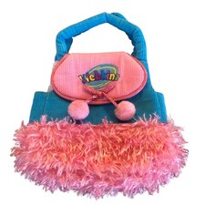 Ganz Webkinz Carrier Pink Blue Plush Corduroy Bag Backpack Purse Polka Dot Poms