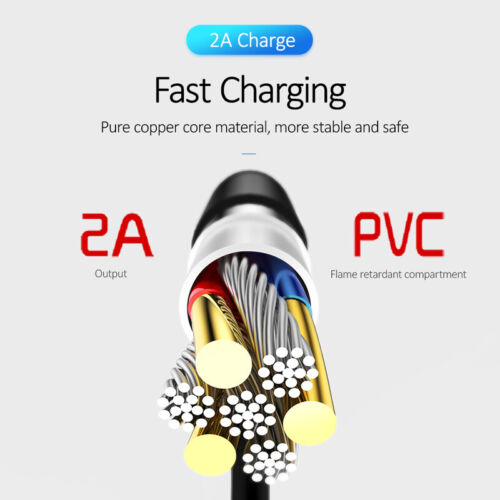 USAMS USB Cable for iPhone Type C Micro 2A Charging Data Sync. Black White - 1m - Picture 5 of 13