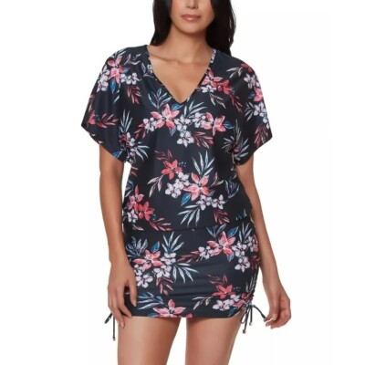 NEW Bar III Paradise Garden Drawstring Caftan Cover-Up Dress Size Small NWT