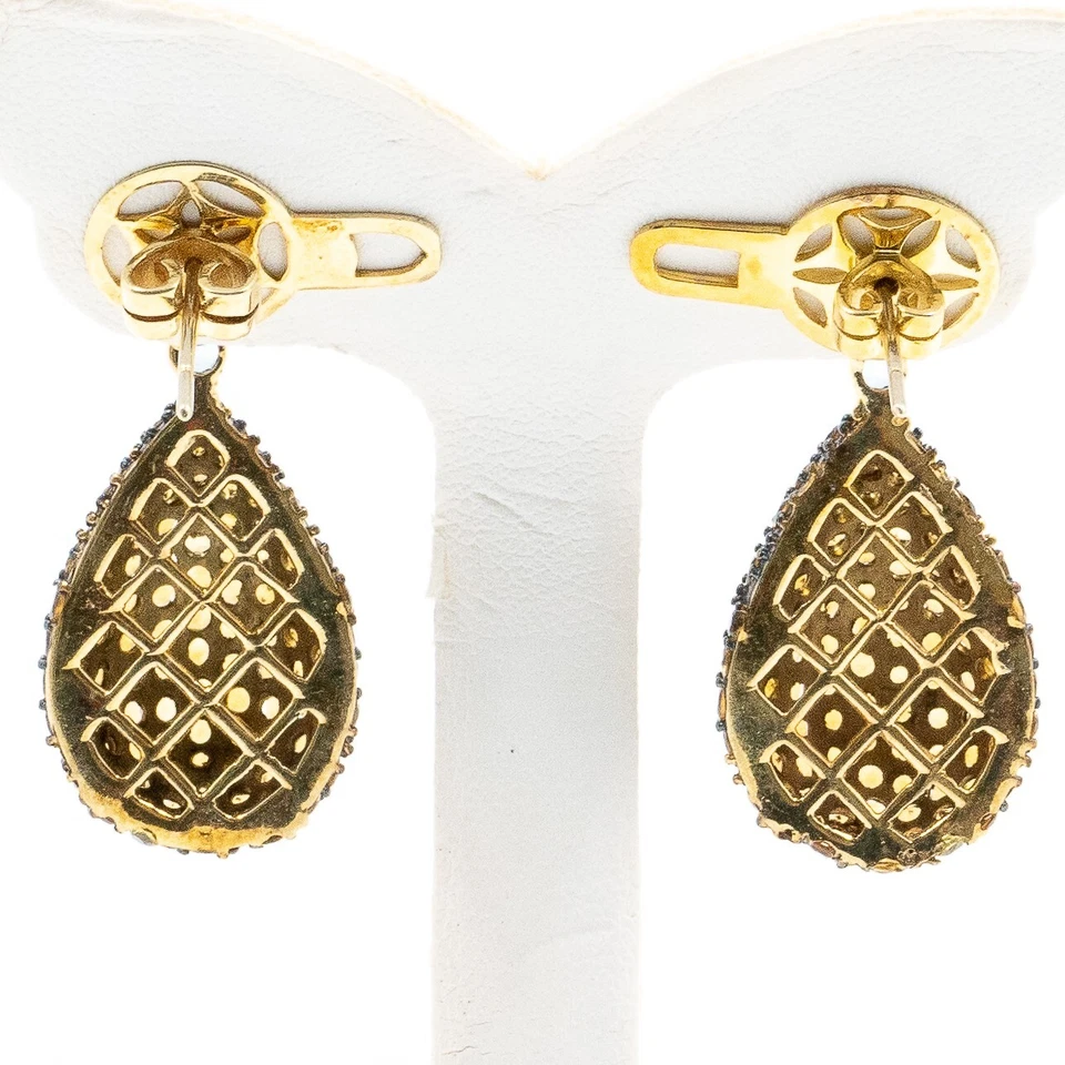 Pendiente de astilla de ley 925 con topacio de 9,52 quilates citrino y zafiro enchapado en oro Foto 4 de 4