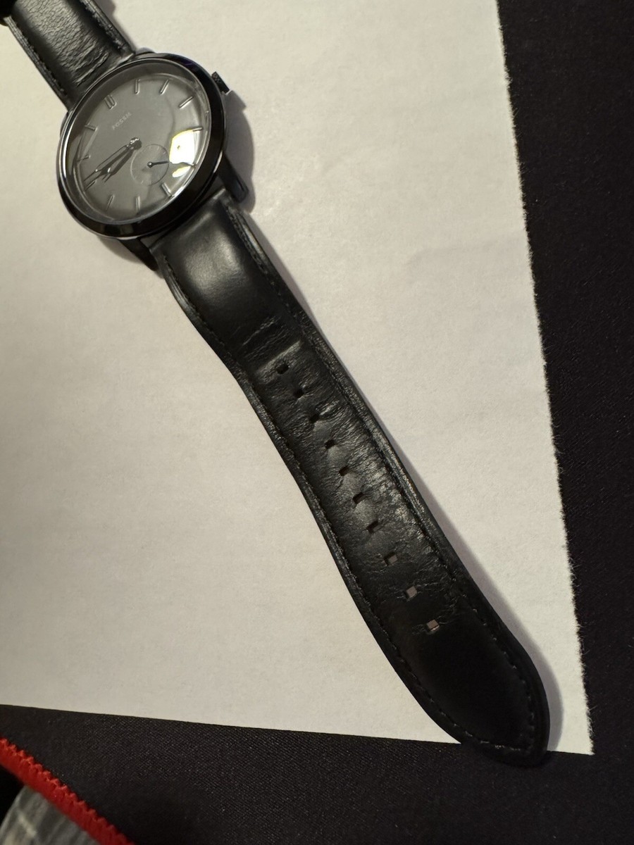 Fossil FS5447 The Minimalist 44mm Men's Leather Watch - Black