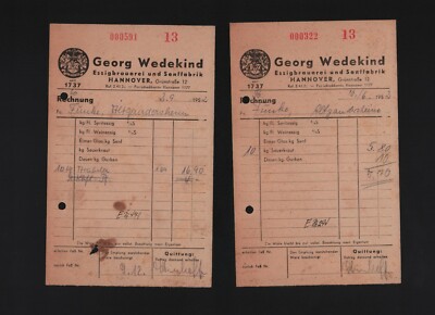 Hanover, 2 x invoice 1952, Georg Wedekind vinegar brewery mustard factory