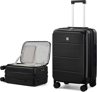 Lightweight 24'' Expandable Black Hard Shell Luggage with Wheels & TSA Lock