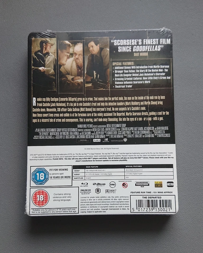 The Departed - Blu Ray Steelbook - UK - Brand New / Sealed - Image 2 of 3