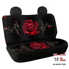 Retro Red Rose Print Car Back Seat Covers Auto Interior Rear Bench Rose Red Retro Red Rose Print Car Back Seat Covers Auto Interior Rear Bench Rose Red