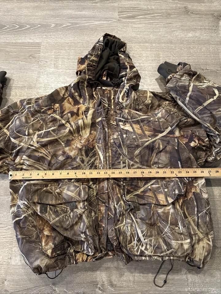 Vtg Herters Duck Hunting Jacket L 2-in-1 XL Wetlands Camo Removable Hood - Image 3 of 4