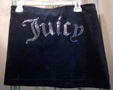 "Juicy Couture" Navy Blue Big Bling Velour JUICY Mini Skirt Woman Sz M