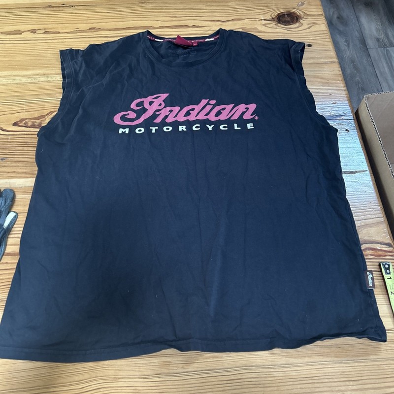 Rare Indian Motorcycle Black 2 XL Sleeveless T-Shirt Mens Biker Vintage
