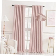 100 Chenille Blackout Curtains for Bedroom 52"W x 96"L Pack of 2 Blush Pink