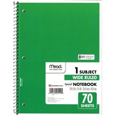 Mead Wide Ruled 1 Subject Spiral Notebook