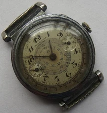 Landeron cal. 13 chronograph mens wristwatch nickel chromiun case for parts