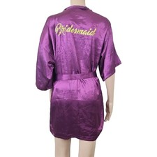 Satin Bridal Party Robe Bride and Bridesmaid Gold Glitter