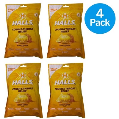 Halls Honey Lemon Cough & Throat Relief Drops - 80ct Value Pack - Set of 4 06/27
