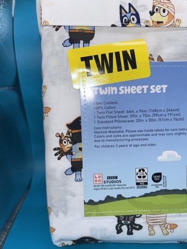Disney BLUEY Halloween TWIN SIZE Bedding Set Sheets & Pillowcase Bluey Bingo NWT - Picture 5 of 7