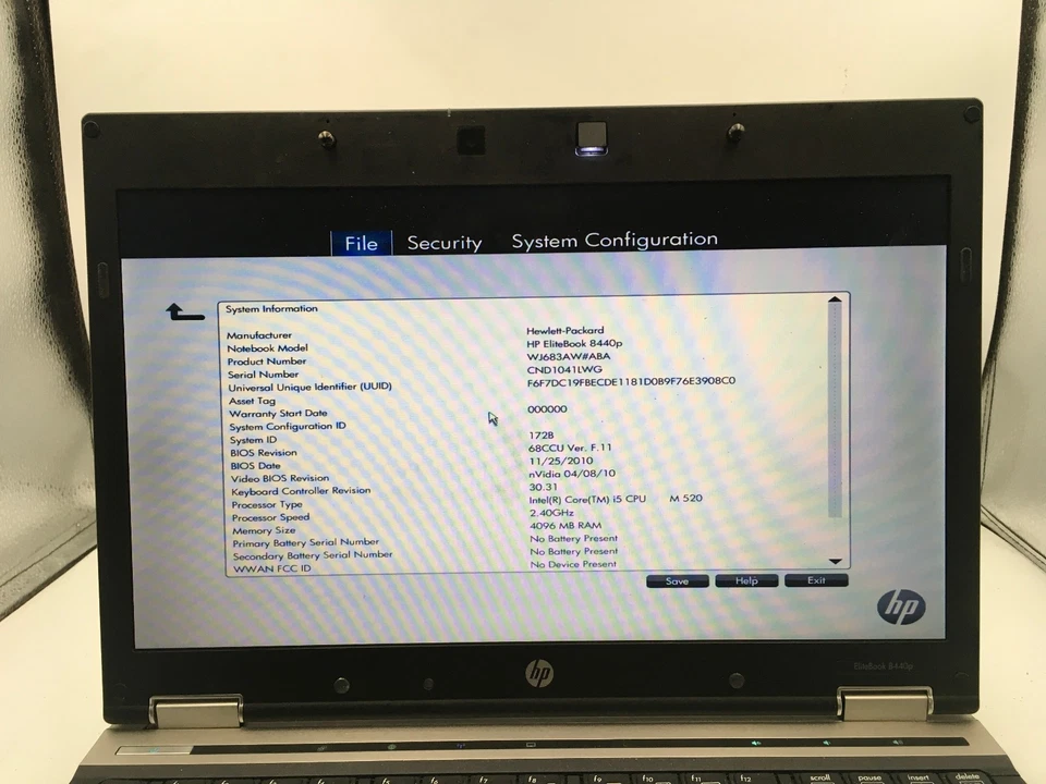 HP ELITEBOOK 8440P - BOOTS TO BIOS - INTEL I7 M460 - 6GB RAM - 14" -READ DESC-BB - Image 2 of 4