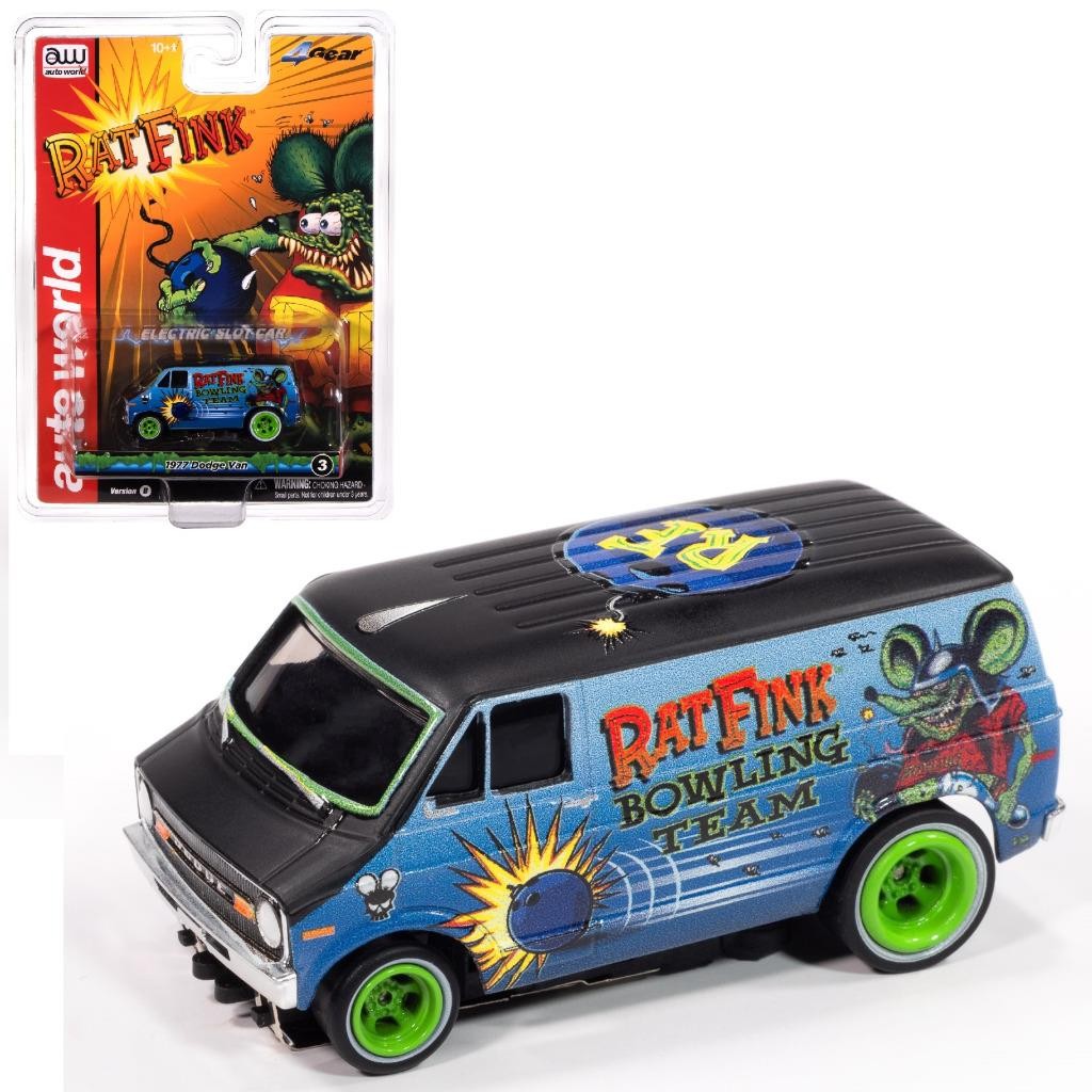 SC418-3B Auto World 4Gear 1977 Dodge Van Rat Fink Flat HO Scale