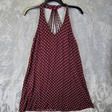 American Eagle Strappy Back Mini Dress Womens Medium Burgundy White Polka Dot