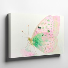 Canvas Wall Art a Delicate Watercolor Depiction of a Butterfly with Pale Pink