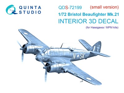 Quinta Studio 1/72 Bristol Beaufighter Mk.21 3D-Printed Interior (MPM)...