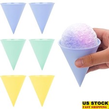 Durable Reusable Snow Cone Cups Plastic Ice Cream Party Supplies 6 Pack New