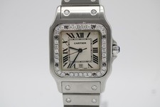Cartier Santos White Unisex Adult Watch - 1564 Custom set Diamond Bezel
