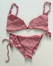 Strick Bikini Gr.S Rosa Baumwolle Strukturmuster