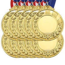 10pcs Blank Award Medals Gold Award Medals with Neck Ribbon