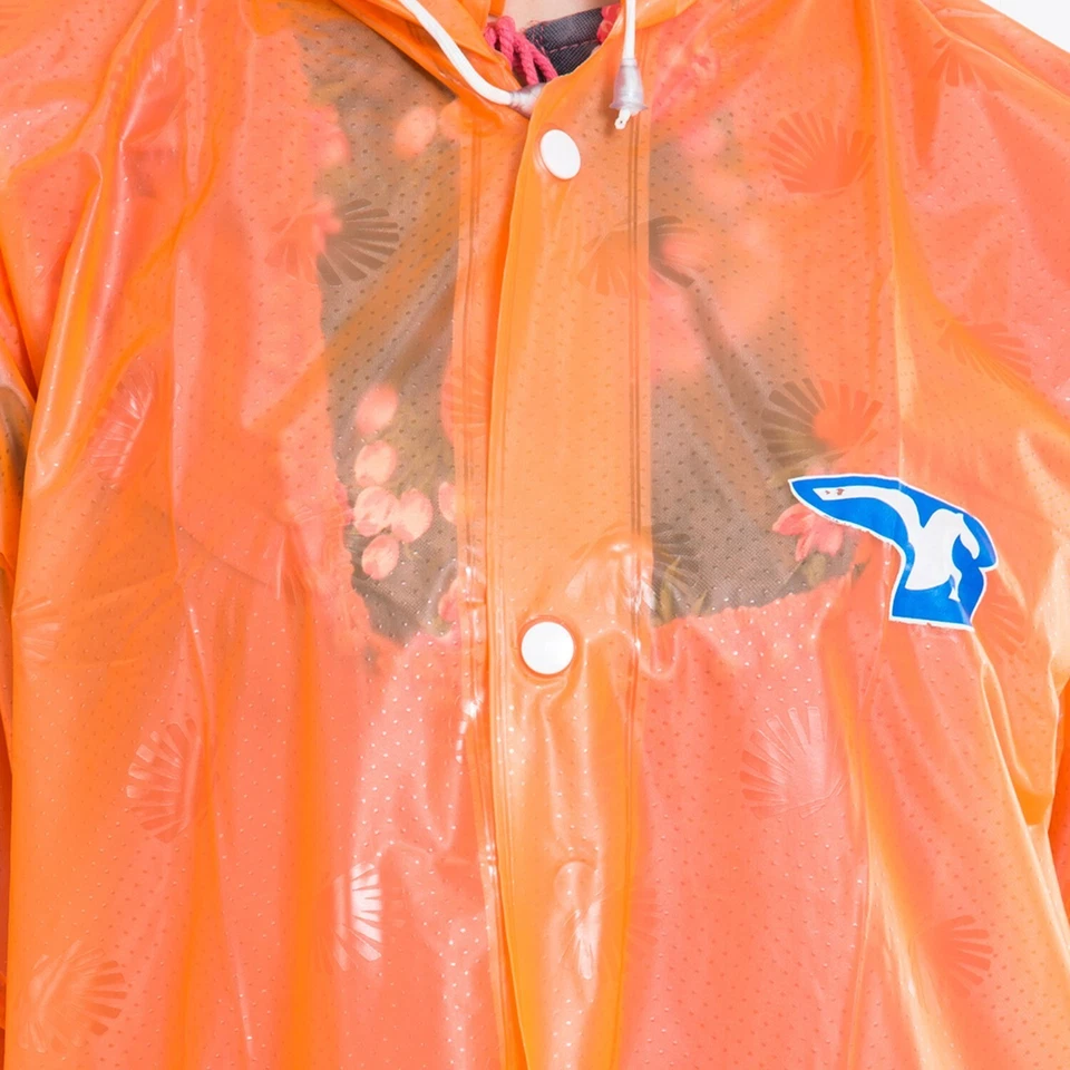 Women Orange Long Raincoat XXL Size With Hooded & Button Unisex Pack Of 4 - Image 3 of 3