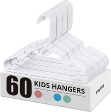 60 Pack Plastic Kids Hangers - Baby Clothes Hanger for of 60, White 