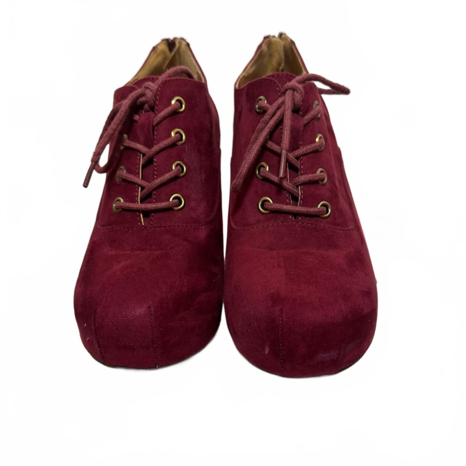Charlotte Russe Burgundy Faux Suede Lace-Up Platform Heels